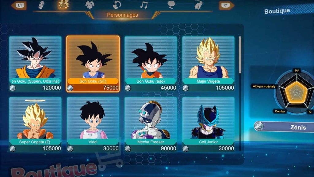 debloquer-les-personnages-dans-la-boutique-Dragon-Ball-Sparking-Zero